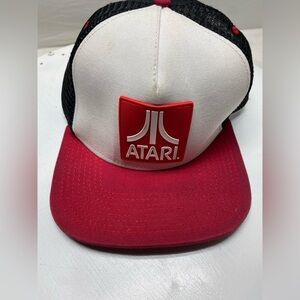 ATARI SnapBack Trucker Baseball Hat Red Black Rubber Patch Gamer Video Games Cap